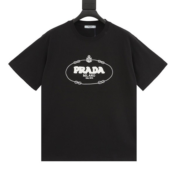 一目惚れ♪プラダ インターロック刺繍Tシャツ スーパーコピー puv68493
